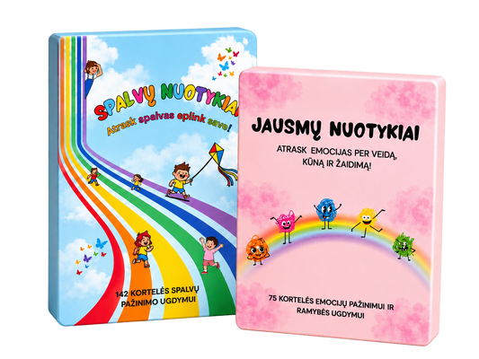 Jausmų + Spalvų nuotykiai | Edukacinių kortelių rinkinys